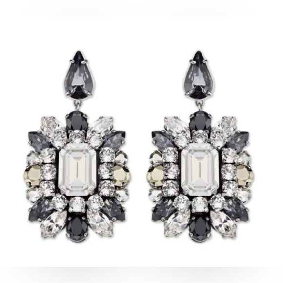 Swarovski by Shourouk French designer pierced crystal drop earrings signed